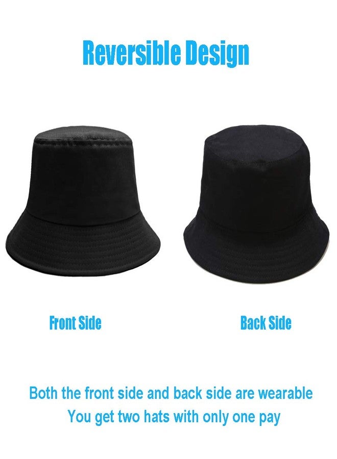 Sydbecs Bucket Hat for Women Men, Reversible Cotton Summer Sun Beach Cap Solid Color Style (Black) - Image 5